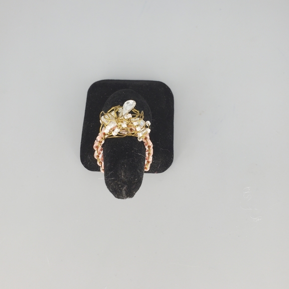 Intricate Peach Wire Wrapped Dangle Ring - Picture 6 of 9